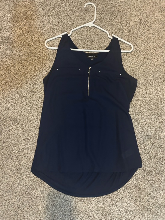 Fortune + Ivy Tops - Fortune and IVY Navy Sleeveless Zip-Front Camisole with Stud Accents